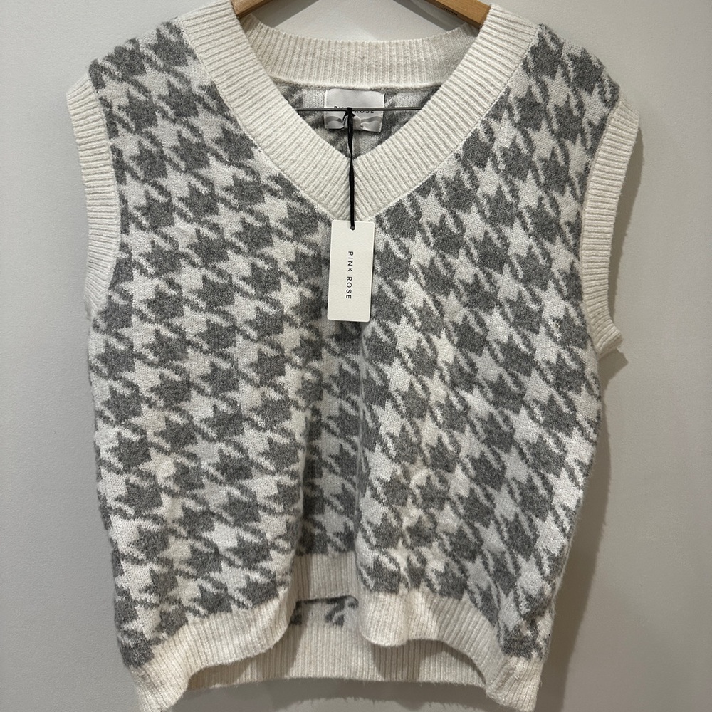 Gray and White Sweater Vest